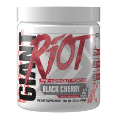 Riot supplement pre workout powder black cherry
