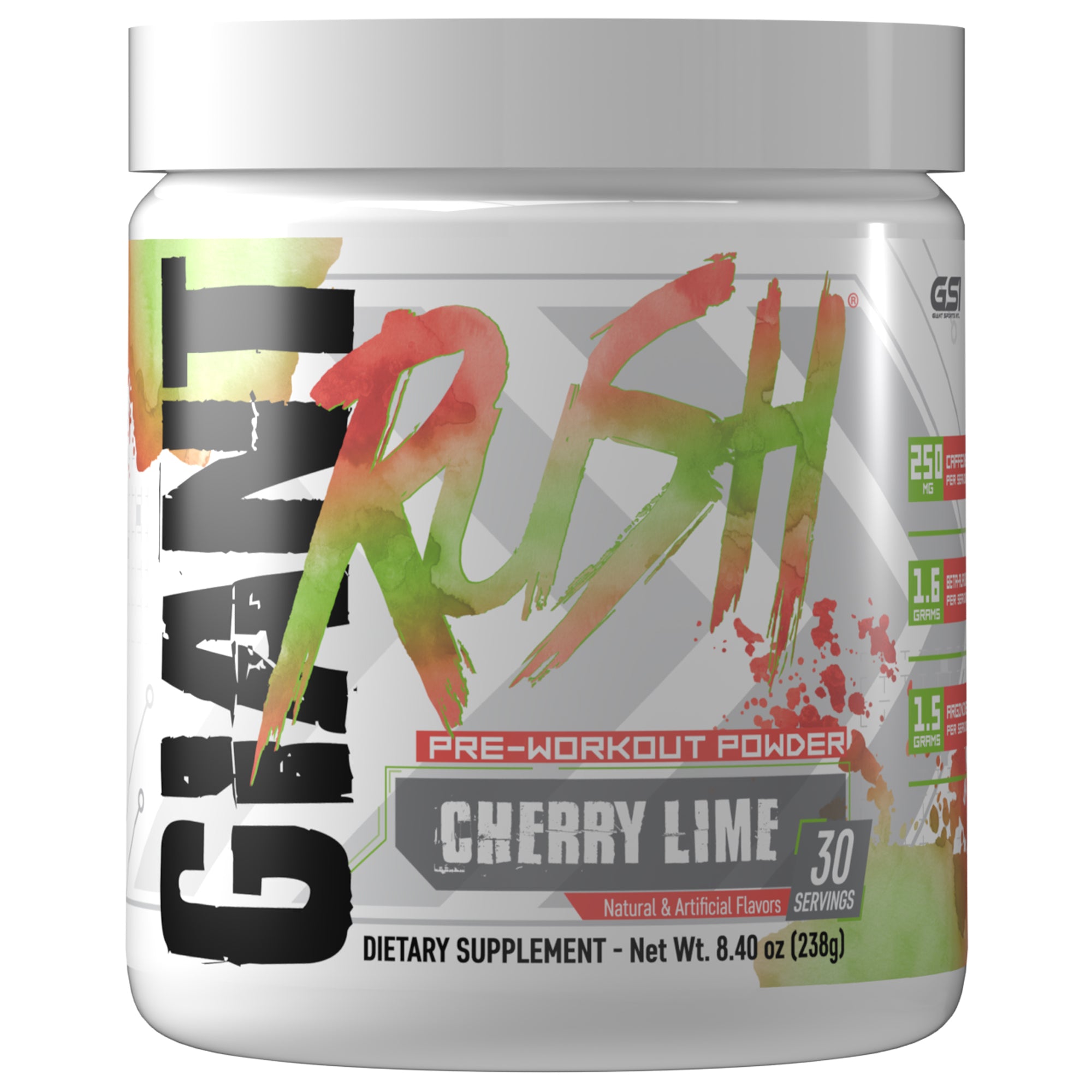 Giant Edge Rush Pre Workout container Cherry Lime